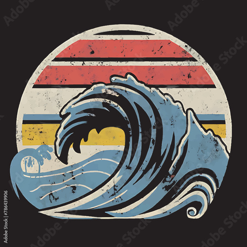 surfing water vector tshirt design and t-shirt graphics with Surfing, minimalist surfing style t shirt design.