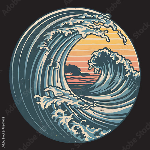 surfing water vector tshirt design and t-shirt graphics with Surfing, minimalist surfing style t shirt design.