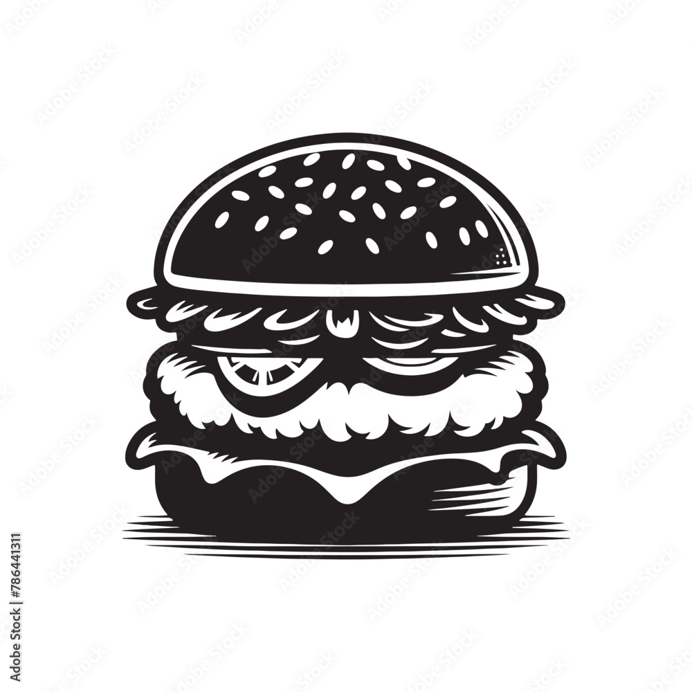 Juicy Chicken Burger Silhouette: Flavorful Fast Food Graphic for Design Projects, Chicken Burger Illustration - Zinger Burger Vector
Juicy Chicken Burger Silhouette: Flavorful Fast Food Graphic for Design Projects, Chicken Burger Illustration - Zinger Burger Vector