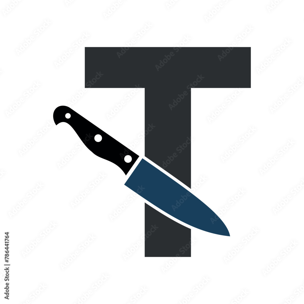 Initial knife Logo combine with letter T vector template Initial knife Logo combine with letter T vector template