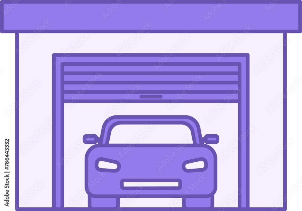 Colored Garage Icon. Vector Icon of Garage Building with Car Inside. Real estate. Transport Concept