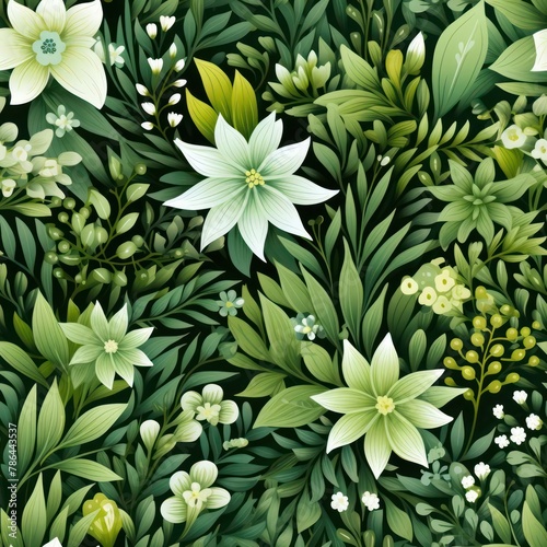 Seamless Greenery plant flower Patterns