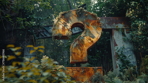 An old, rusty piece of machinery in nature