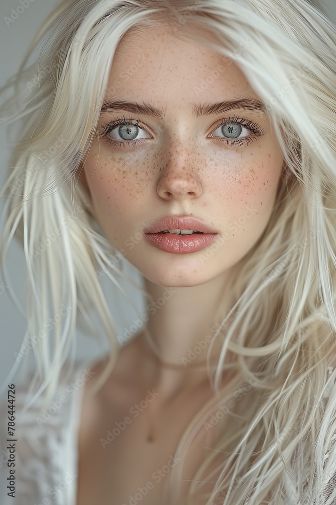 Fototapeta premium Woman with freckled hair and blue eyes