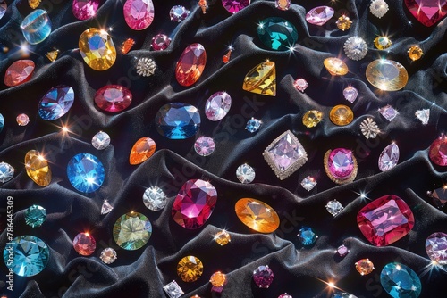 Dazzling Assortment of Colorful Loose Gemstones  Sparkling with a Kaleidoscope of Colors and Shapes
