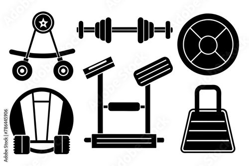 Vector icon set gym equipment