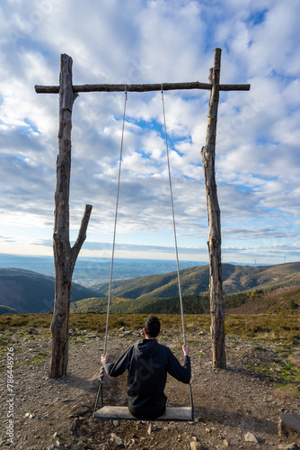 Superb landscape of the Trevim swing on top of the mountain in the Serra da Lousã-Portugal photo