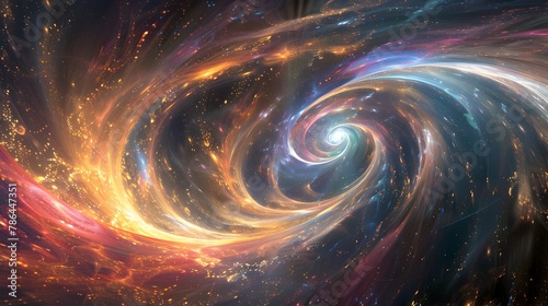 Mesmerizing Cosmic Vortex An Abstract Interpretation of a Glowing Galactic Wonder