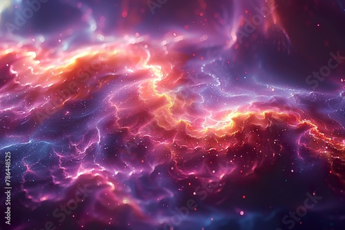Abstract neon fractal wallpaper with space © biswajit