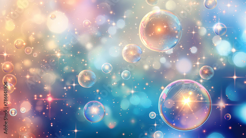 Festive colorful bubbles sparkle