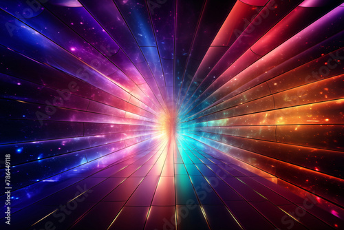 Neon high-speed optical fiber extended space-time tunnel space futuristic background photo