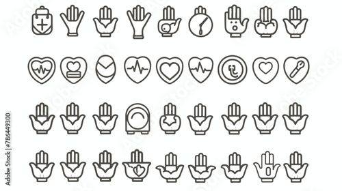 Support and care icons thin line art set. Black vector © Ali
