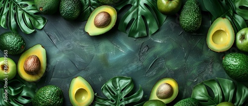 hightech foliage, Bougatsa,fusion,avocado, background