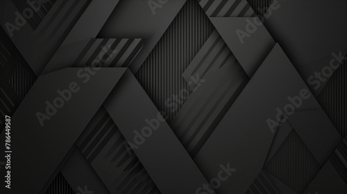 Wallpaper. Vector pattern of geometric lines and triangles, black background, dark gray color