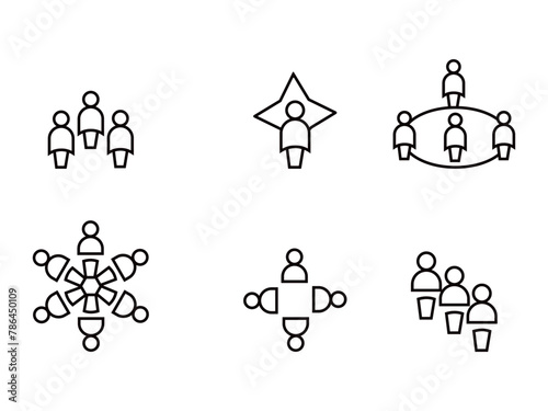 Business icons set vector line art