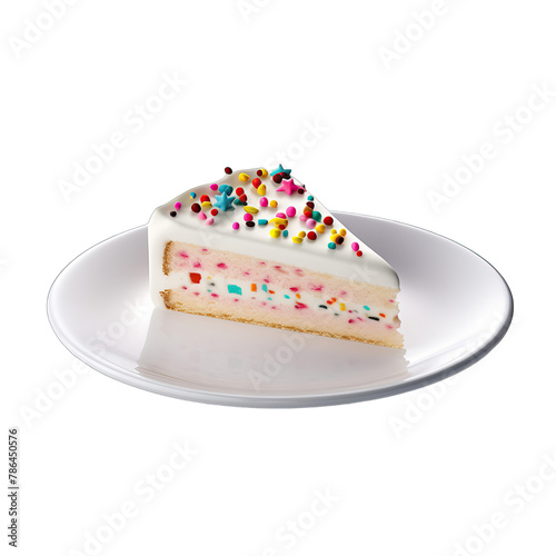 A piece of birthday cake on saucer SVG isolated on transparent background