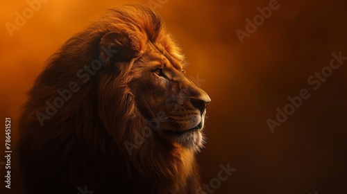 Graceful Lion Captured in Elegant Profile Amidst the Savannah © willian