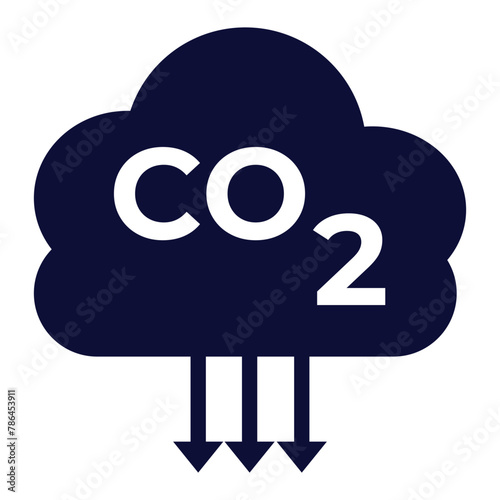 CO2 emission reduction label icon set. CO2 neutral, zero carbon footprint, stop global warming, greenhouse effect. Green ecology environment cloud shape design elements. Flat vector illustration.