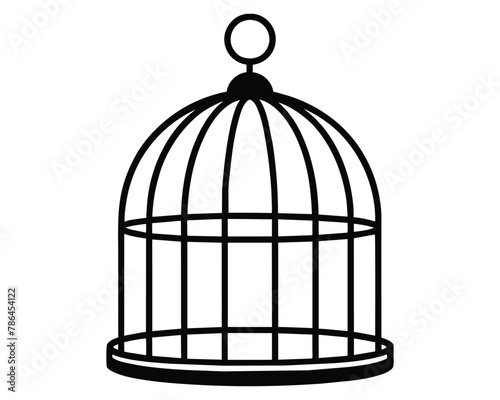 Bird black cage vector