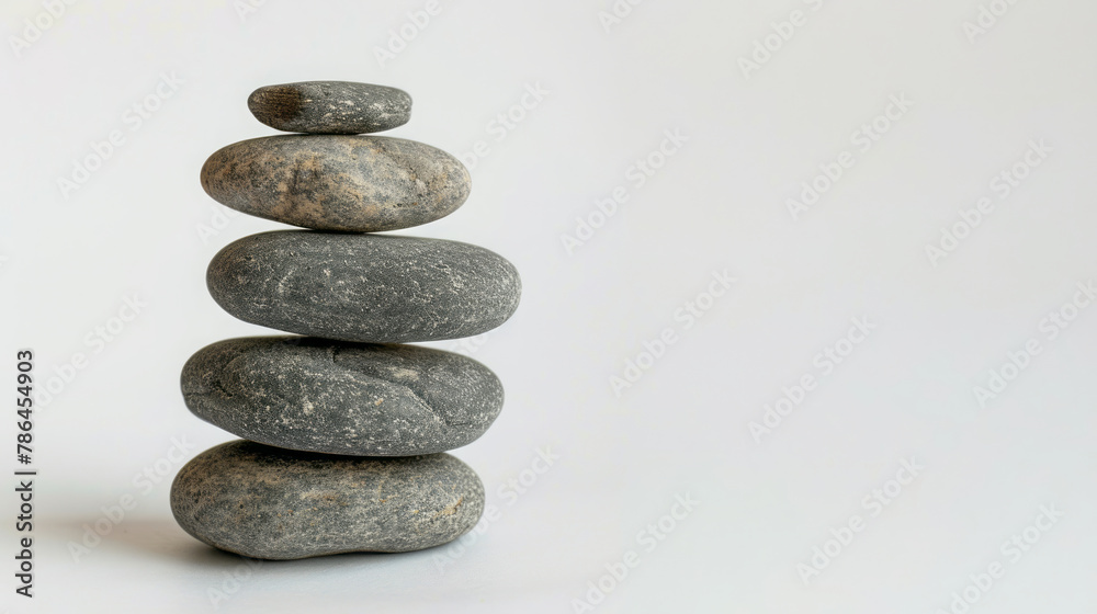 The image of balanced stones stacked on top of each other, symbolizing balance and harmony. White background. The image of balanced stones stacked on top of each other, symbolizing balance and harmony. White background.