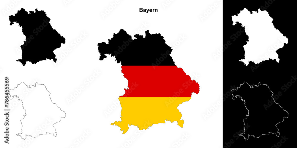 Fototapeta premium Bayern state outline map set