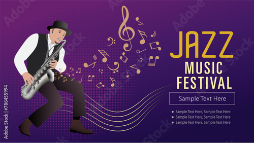 Jazz posters. Music concert flyer. Festival orchestra performers. Advertising banners design. Vector Illustration contemporary musical performance placards set