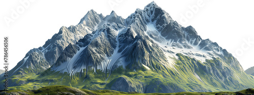 Snow mountain with green cover on transparent background, PNG