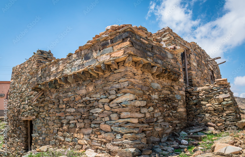 An ancient castle constructed using stones in ancient architecture called Bakhroush Ben Alas Castle is situated in the Al Baha region of Saudi Arabia.