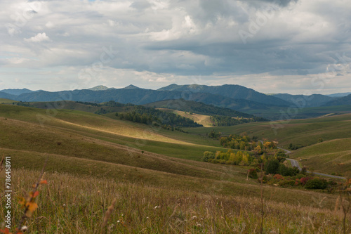 Autumn road in Altai mountains