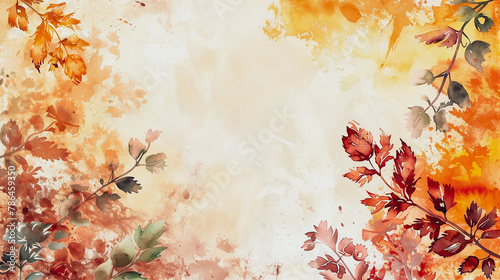 Autumn background design with watercolor brush texture