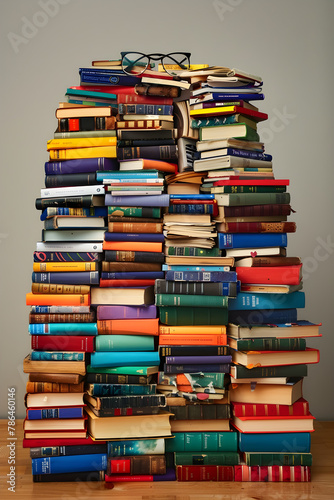Gloriously towering pile of diverse books waiting to be explored and devoured