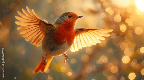 Majestic Bird in Flight Against a Beautiful Bokeh Background © slonme