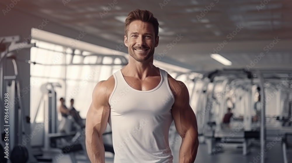 Muscular Man Enjoying Sunny Gym Session