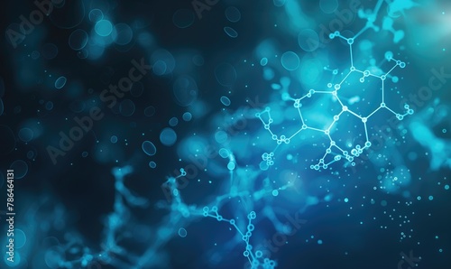 Light blue glowing digital medical science and bioengineering background with molecular connections