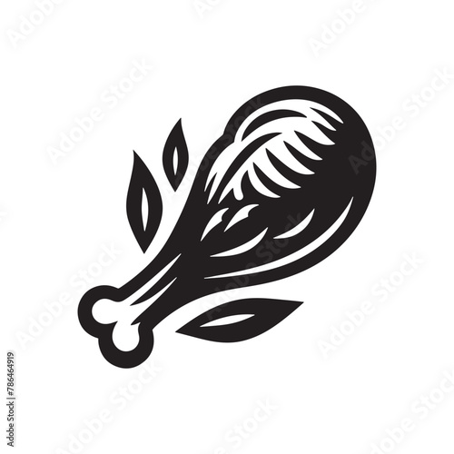 Sizzling Supper: Silhouette of a Seared Chicken Drumstick - Chicken Drumstick Illustration, Chicken Drumstick Vector

