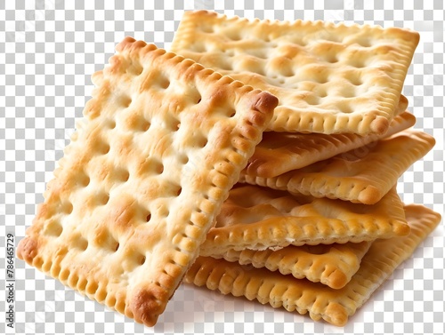 Stacked Saltine Crackers on Transparent Background photo