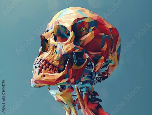 Surreal Anatomical Portrait with Geometric Polygonal Aesthetics and Vibrant Hues