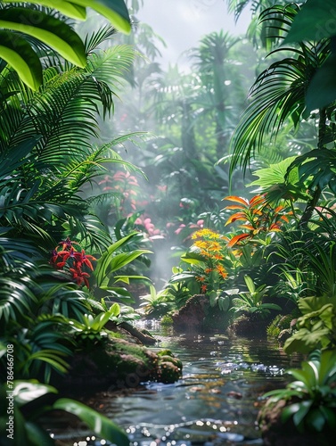 The designed dense jungle scene  generative AI