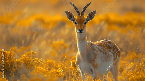 Majestic Antelope Standing in Golden Grassland Savannah