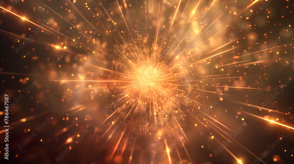 Naklejka premium Vibrant Cosmic Explosion with Glowing Particles and Blazing Light