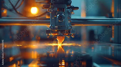 Time-lapse of a 3D printer printing with multiple filaments, science and technology, copy space