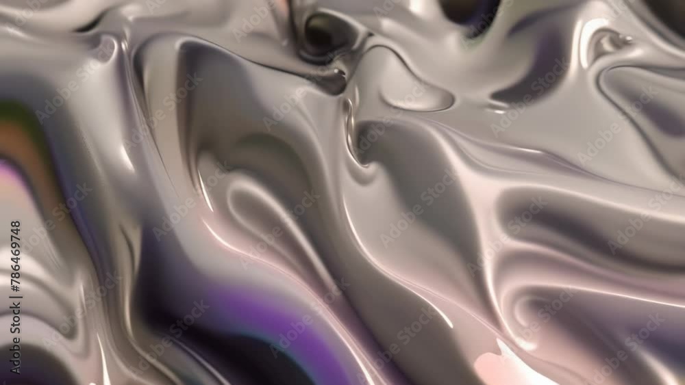 Repeating abstract reflective plastic paint fluid background. 4k slow motion animation