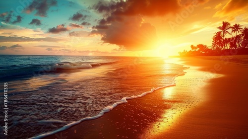 Landscape of paradise tropical island beach, sunrise shot  © Nijat