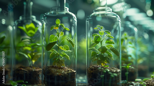 Time-lapse of a plant growth experiment, science and technology, copy space