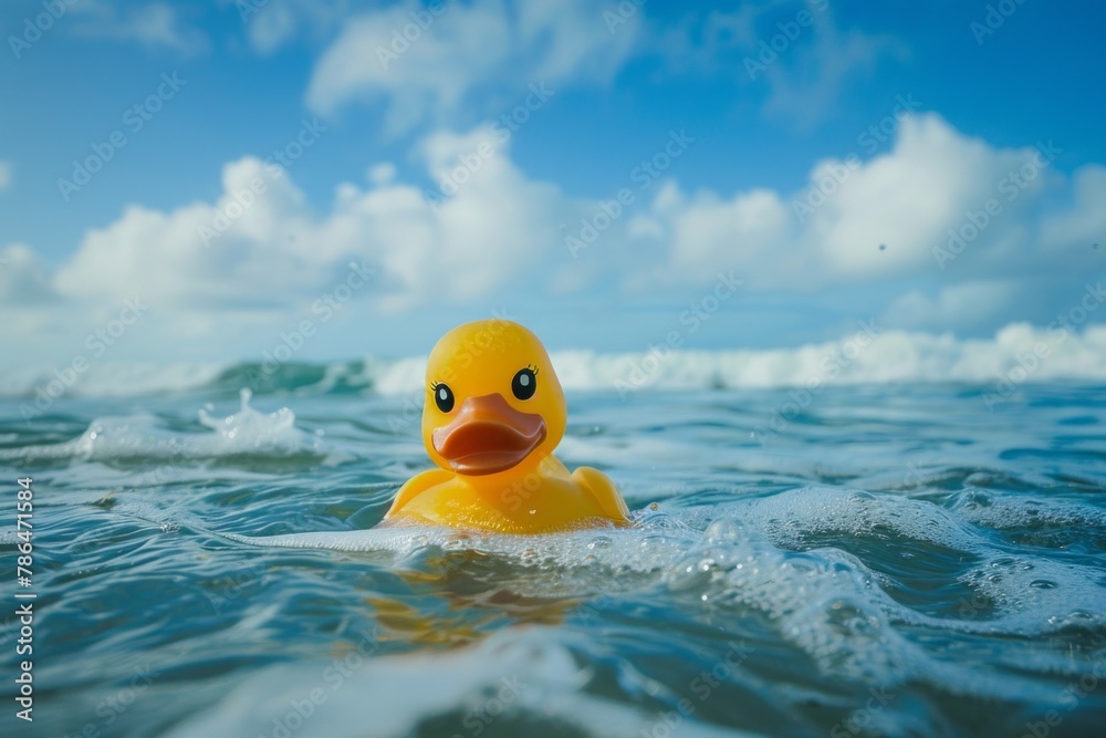 rubber duck in the sea, summer vacations concept. rubber duck in the sea, summer vacations concept.