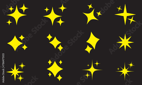 Sparkle Icons set. Sparkle Icons collection. Shine star icons. Effect shine  glitter  twinkling and clean. Star sparkle icon on a white background. Vector illustration. EPs 10
