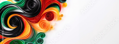 Juneteenth banner in quilling technique with copy space, white background photo