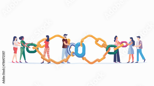 Business people team connecting chain links. Colleague