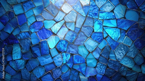 blue stained glass background. vibrant colored window design backdrop. interior design