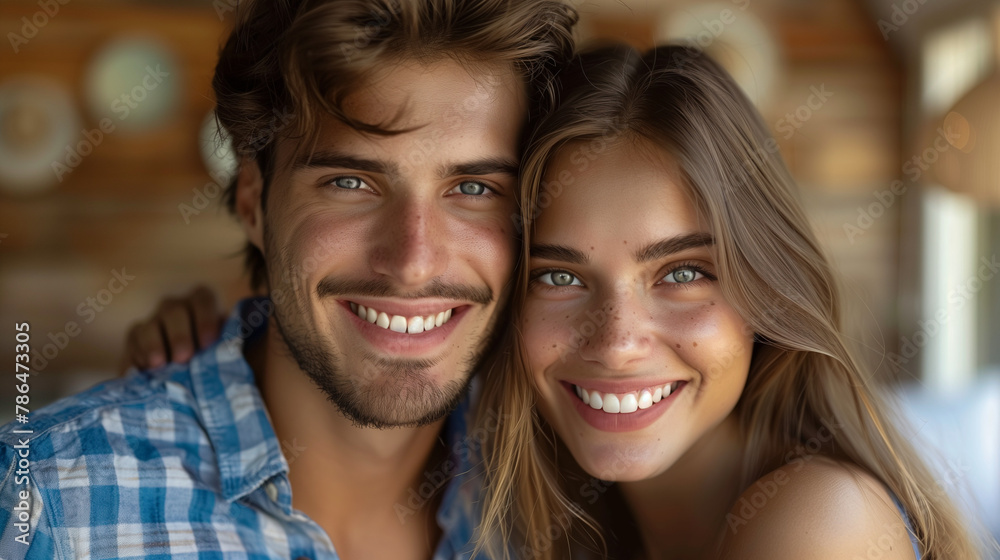 Portrait of adult caucasian couple together smile happy Portrait of adult caucasian couple together smile happy
